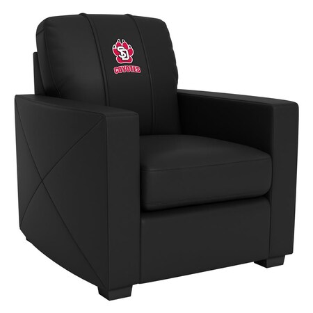 Dreamseat Silver Club Chair with South Dakota Coyote Paw Logo XZ7759002CHCDBK-PSCOL13097